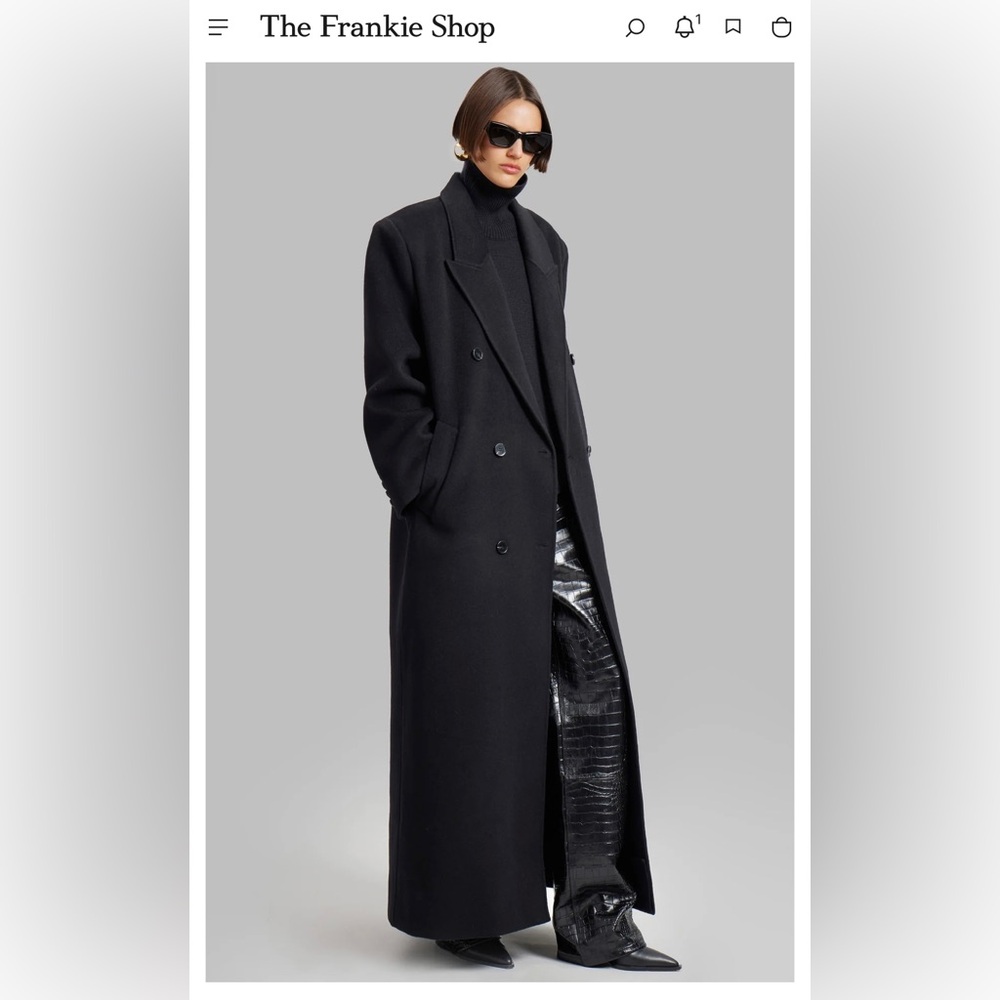 The Frankie Shop Gaia Double Breasted Coat in Black